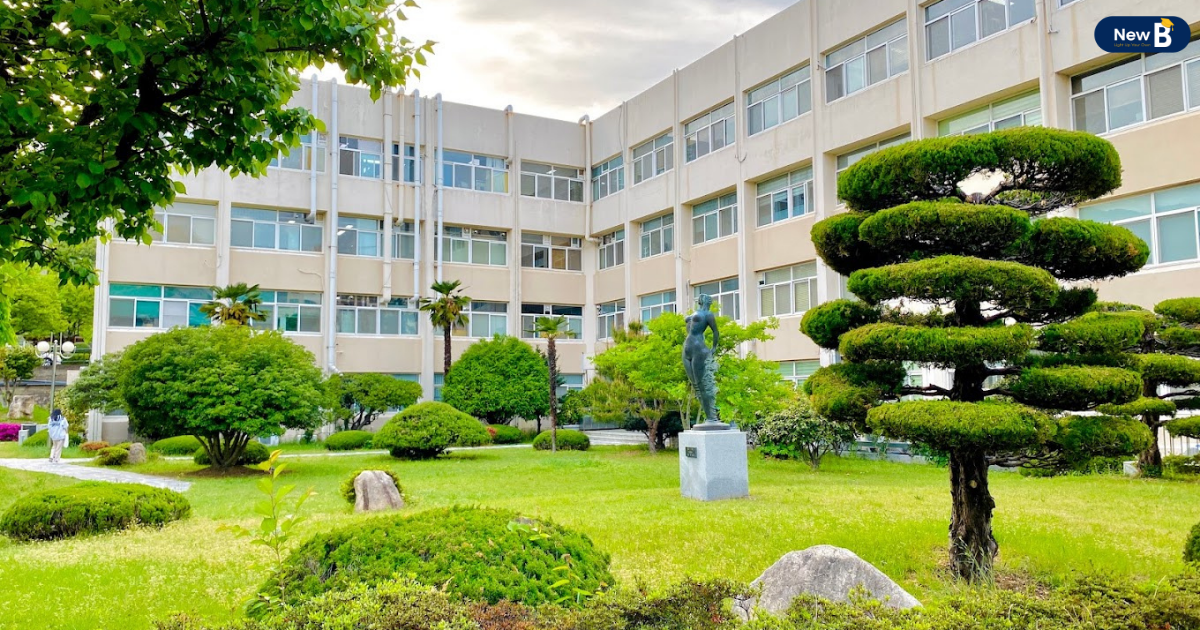 Xung quanh trường đại học quốc gia Pusan là những thảm cỏ xanh rờn, không khí quang đãng, dễ chịu