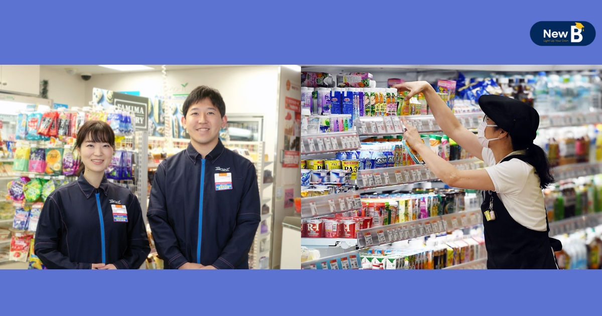 Nhân viên siêu thị cửa hàng tiện lợi - du học sinh Nhật Bản làm thêm