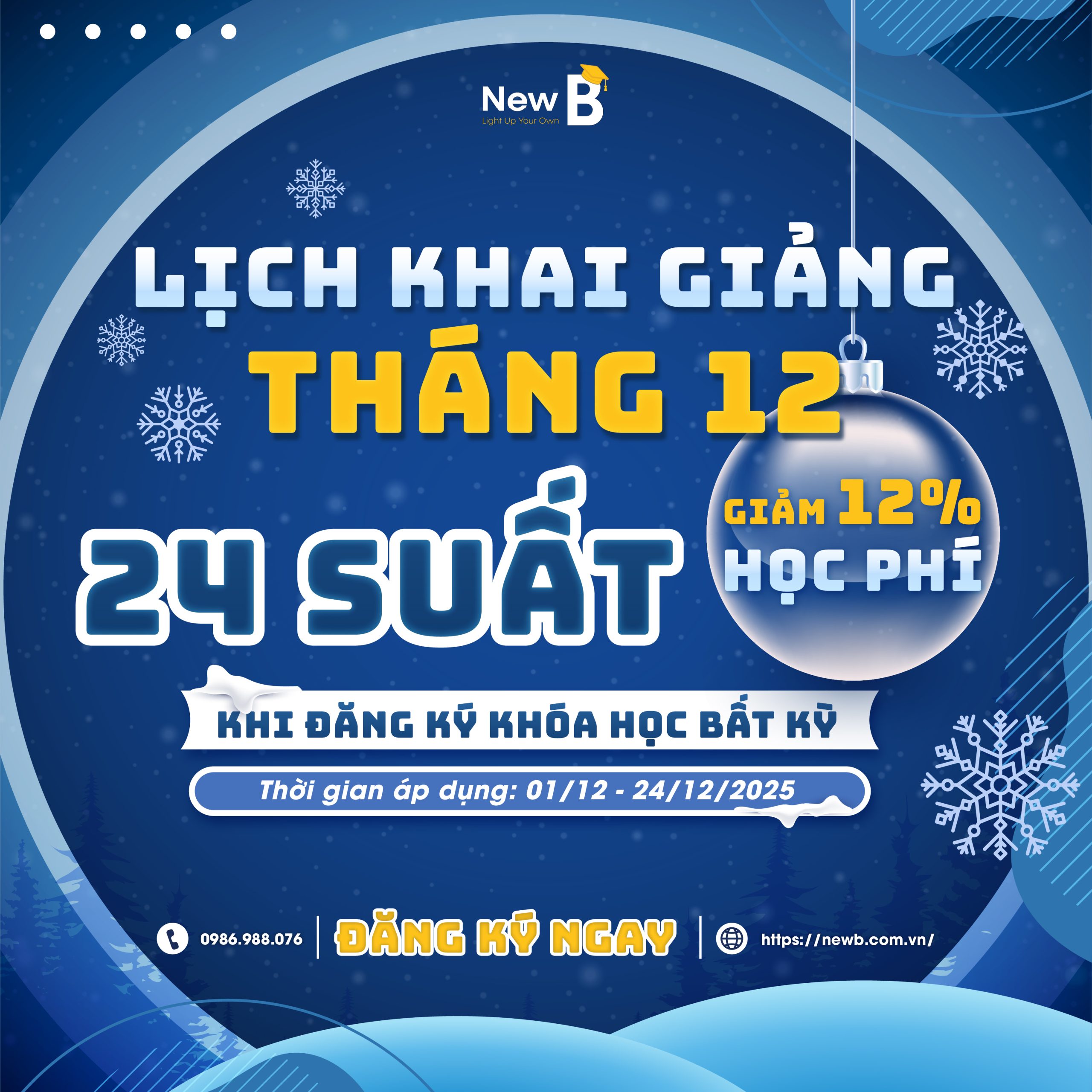 Lịch khai giảng tháng 12 vuông