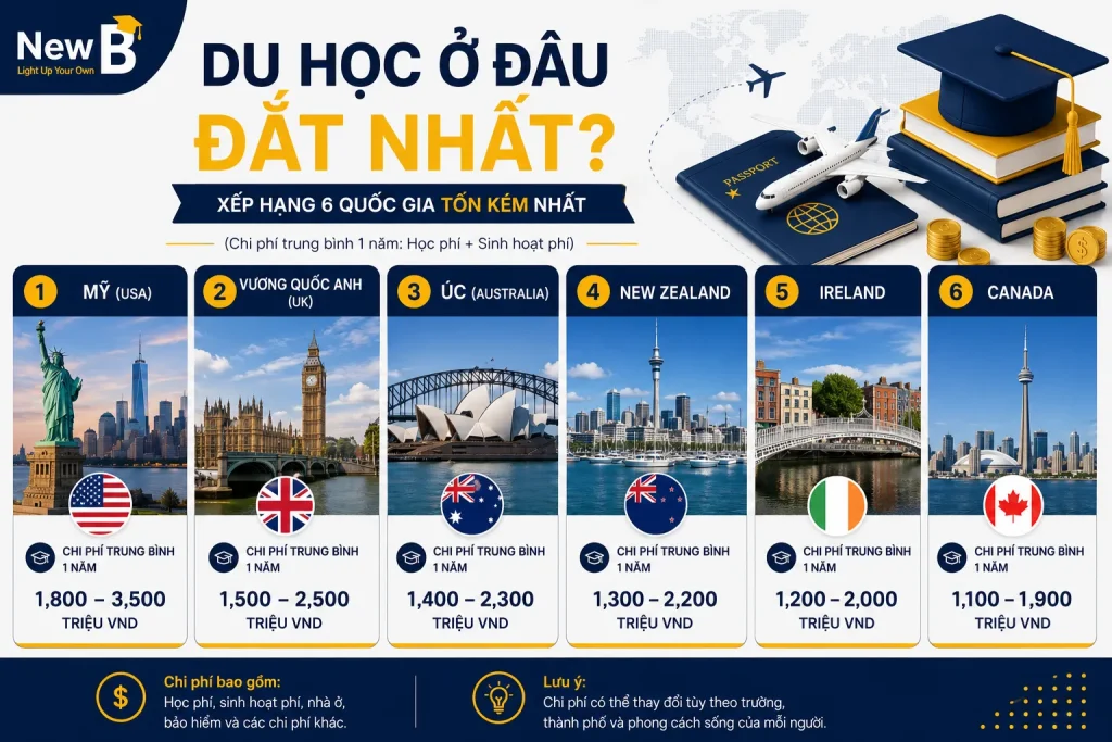 So sánh chi phí du học ở đâu đắt nhất