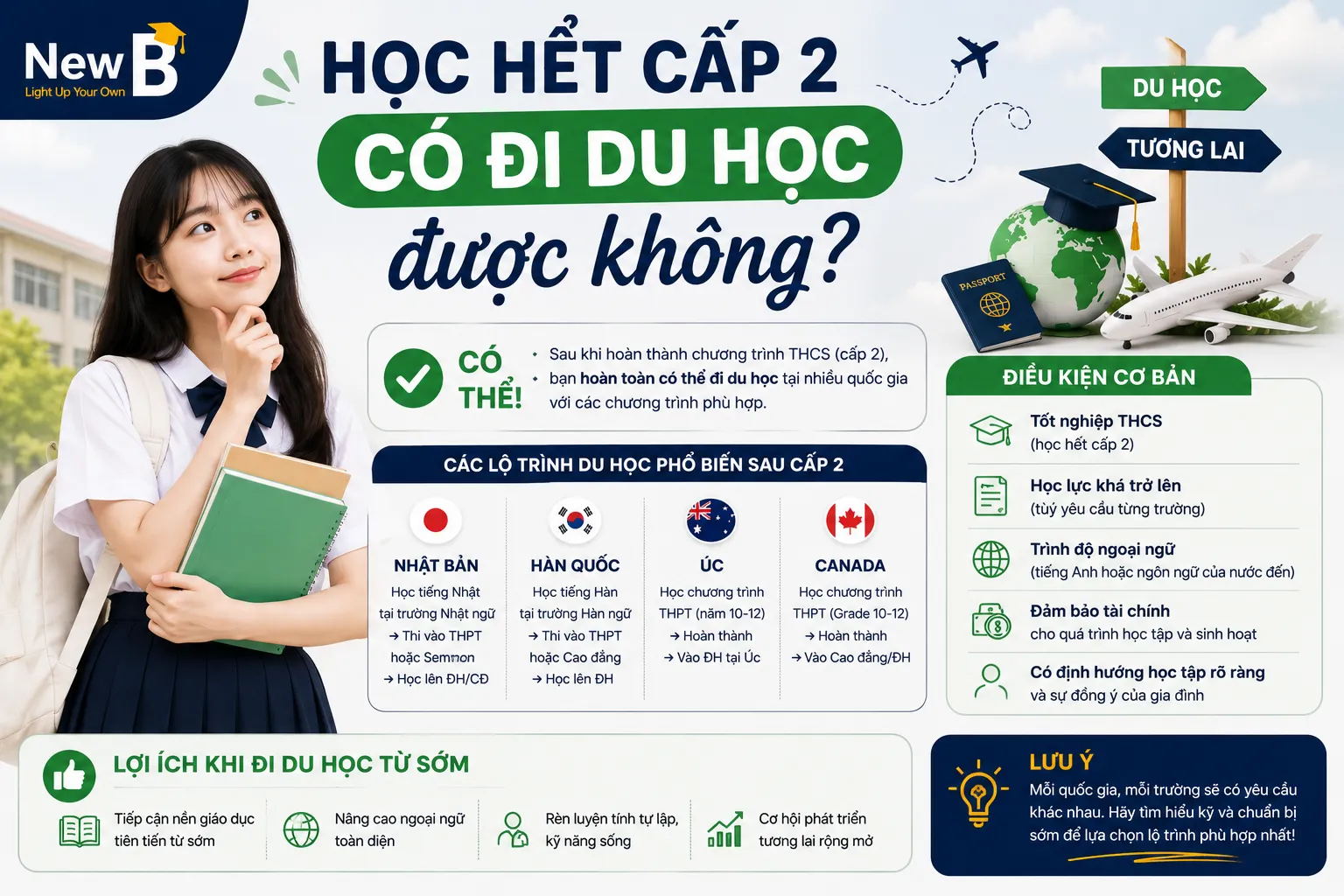Học hết cấp 2 có đi du học được không? Điều kiện và lộ trình du học
