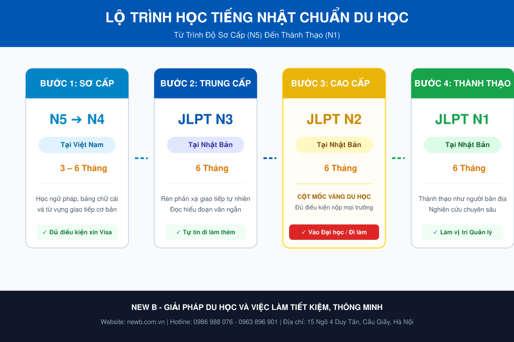 Lộ trình học tiếng Nhật đi du học từ N5 đến N1