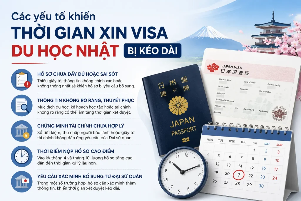 Các yếu tố khiến thời gian xin visa du học Nhật Bản kéo dài